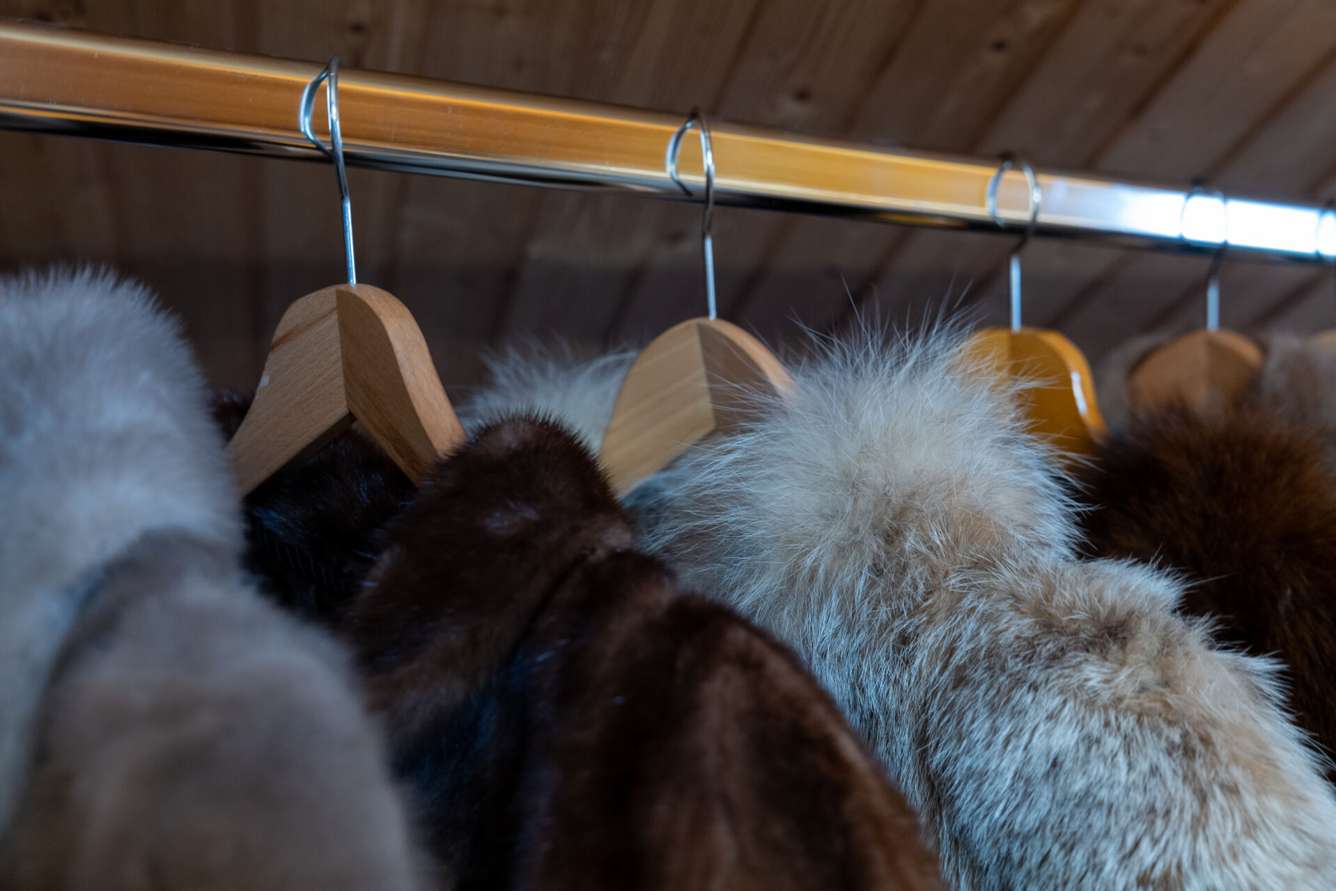 Pelze auf Kleiderständer