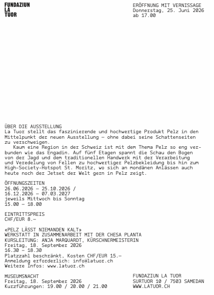 Flyer Ausstellung Pelz - ein Material polarisiert